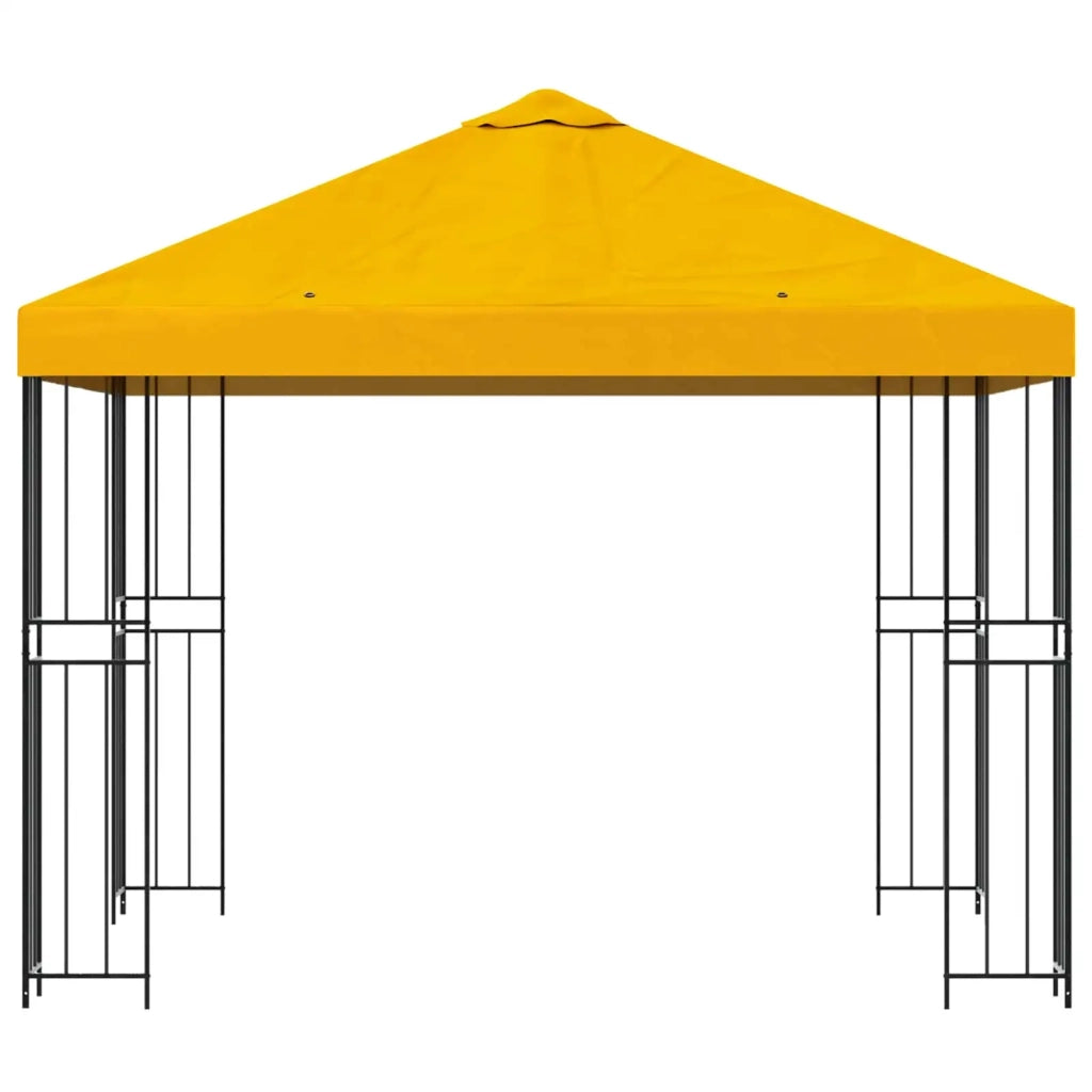 Gazebo | Pergolato 3 x 3 m Giallo Poliestere e Acciaio 190 gsm