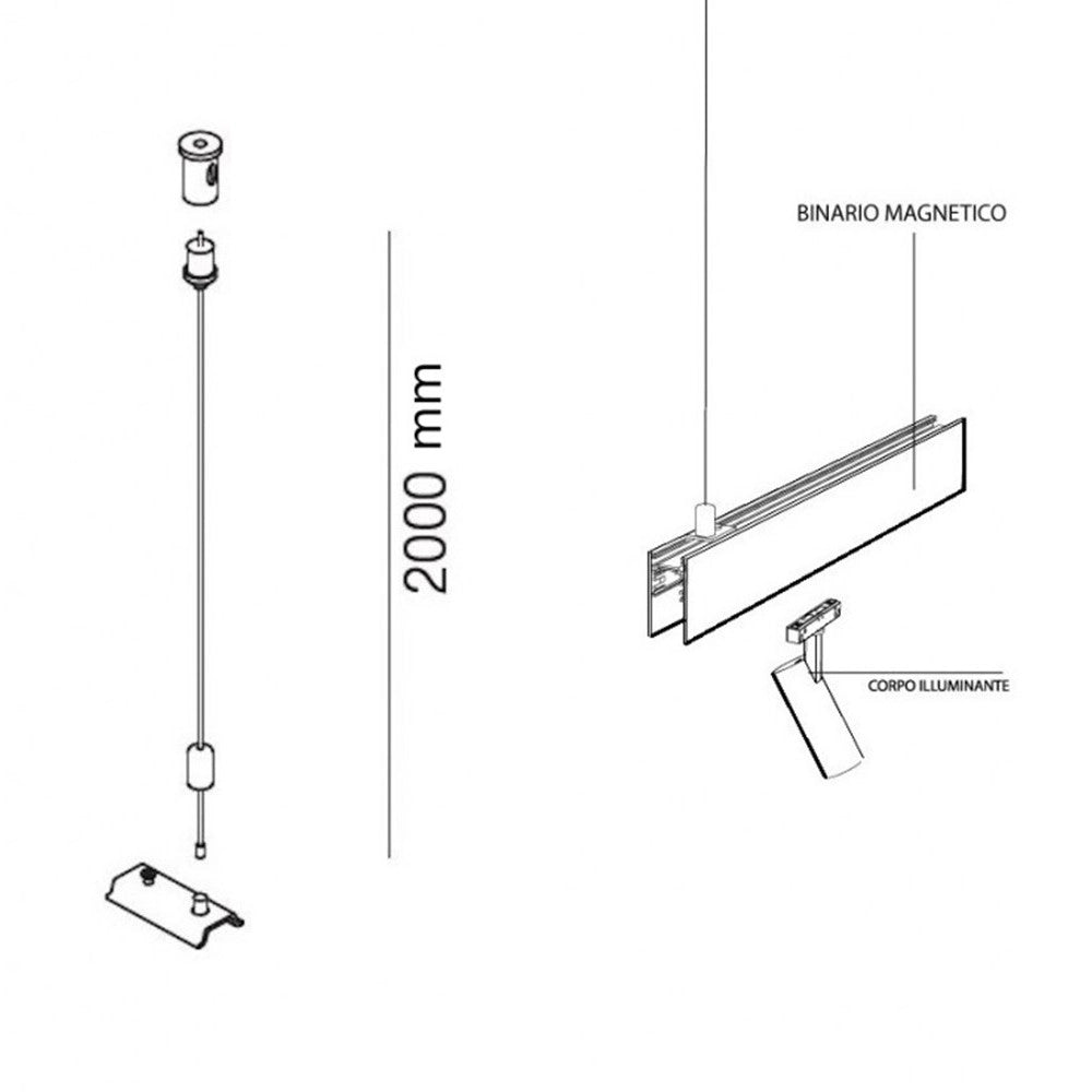 Trade Shop - Set Di 2 Pezzi Cavi Fili Per Sospensione Sistema Di Binario Magnetico Fuori Parete Gf-sm -
