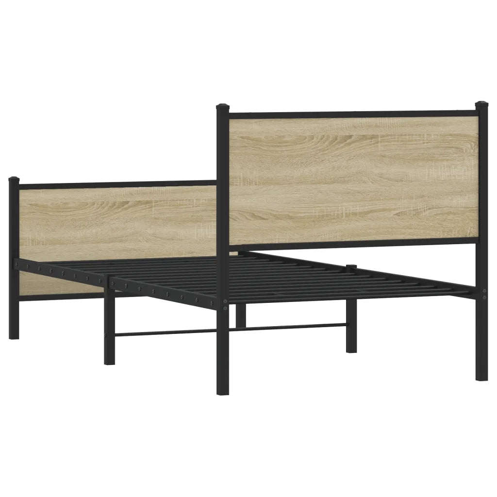 vidaXL Giroletto senza Materaso in Metallo Rovere Sonoma 80x200 cm