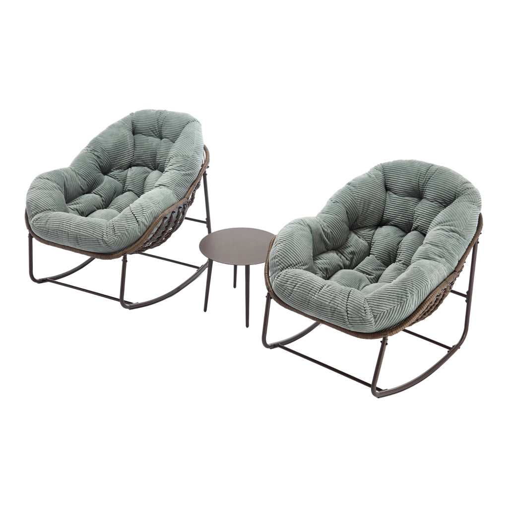 SEDIA A DONDOLO OUTDOOR 78x106x90 cm Verde in rattan sintetico e acciaio con cuscino