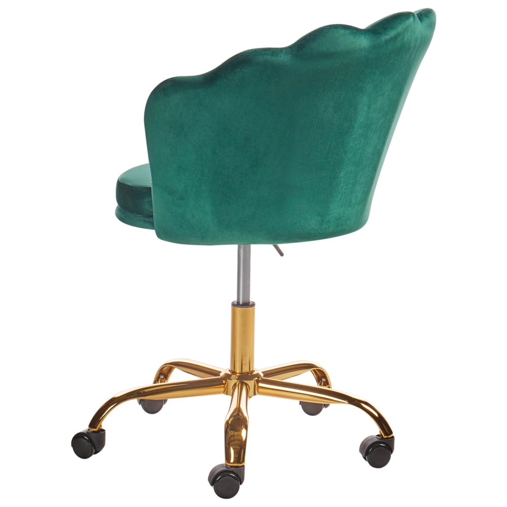 Sedia da ufficio in velluto di colore verde con base girevole altezza regolabile elegante moderna