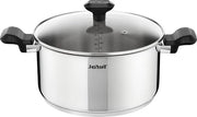 Pentola da cucina in acciaio inossidabile da 24 cm con coperchio in vetro per induzione - manici ergonomici - isolante termico - piatti di stufato - Comfort Max C9734604
