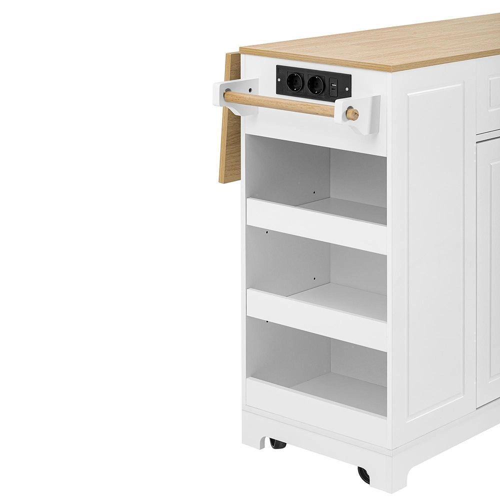 Isola da cucina mobile - Xylo - Bianco - Estensibile con tiroiri e cestino