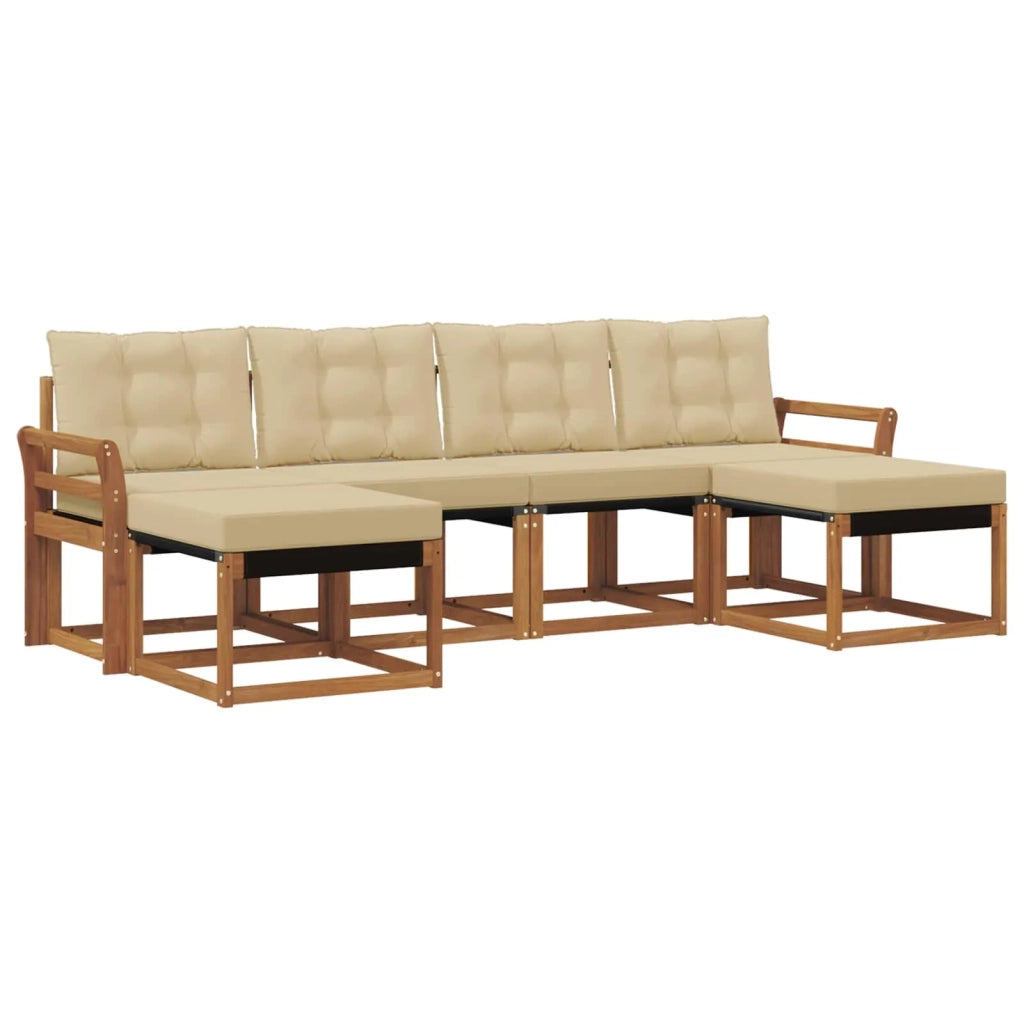 Set di divani da esterno con cuscino 6 pcs Naturale e Beige 3368932