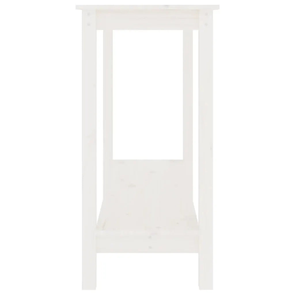 Tavolo Consolle Bianco 110x40x80 cm in Legno Massello di Pino cod mxl 10477