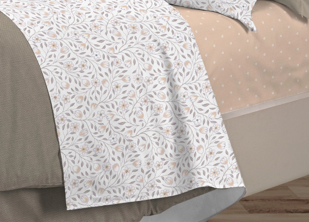Completo Lenzuola Letto 100% Cotone Italy 3027 Disegno Melody - Matrimoniale - Beige