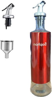 Dispensatore di Olio d'Olive e Aceto con Fustella in Acciaio Inossidabile e Spillo - 500 ml Rosso