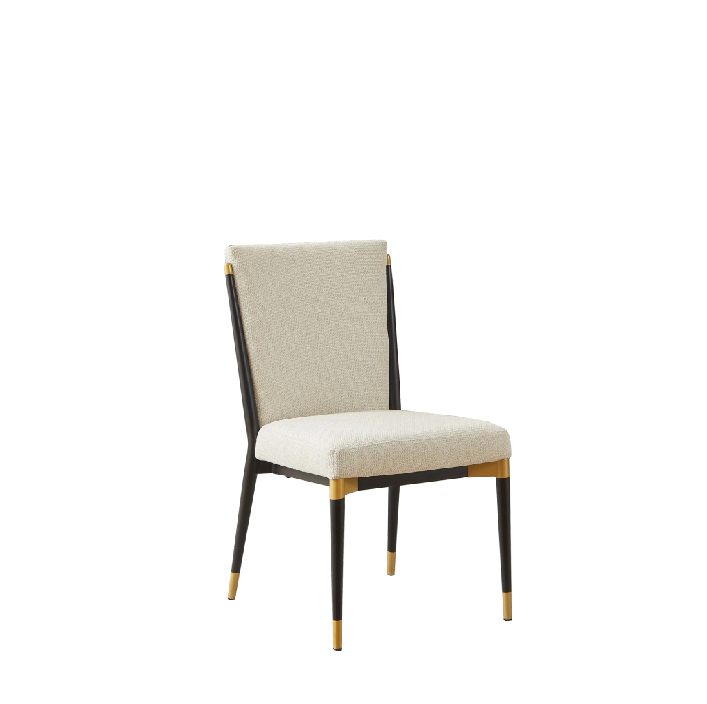 Set di 2 sedie da pranzo beige con struttura nero-oro