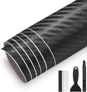 Foglia Autofolie in Fibra di Carbonio 3D - Plastico per Auto e Motocicletta, Aria Libera con Canali d'Aria - 300 cm x 30 cm