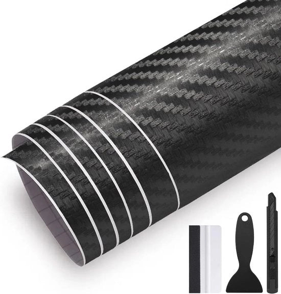 Foglia Autofolie in Fibra di Carbonio 3D - Plastico per Auto e Motocicletta, Aria Libera con Canali d'Aria - 300 cm x 30 cm