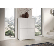 Credenza alta moderna 4 ante 90x35x120 cm Lumina - Bianco Lucido