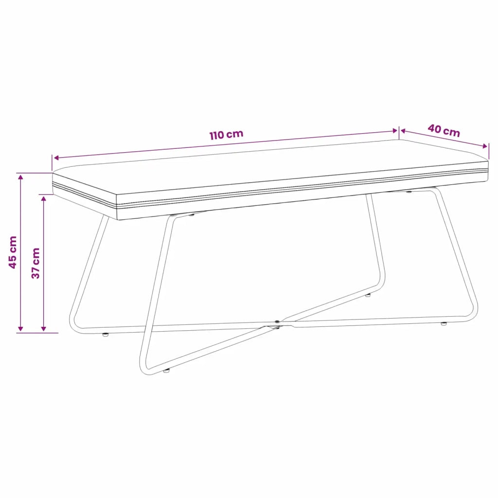 panchina Tinta unita Viola 110 x 40 x 45 cm Velluto 42038356