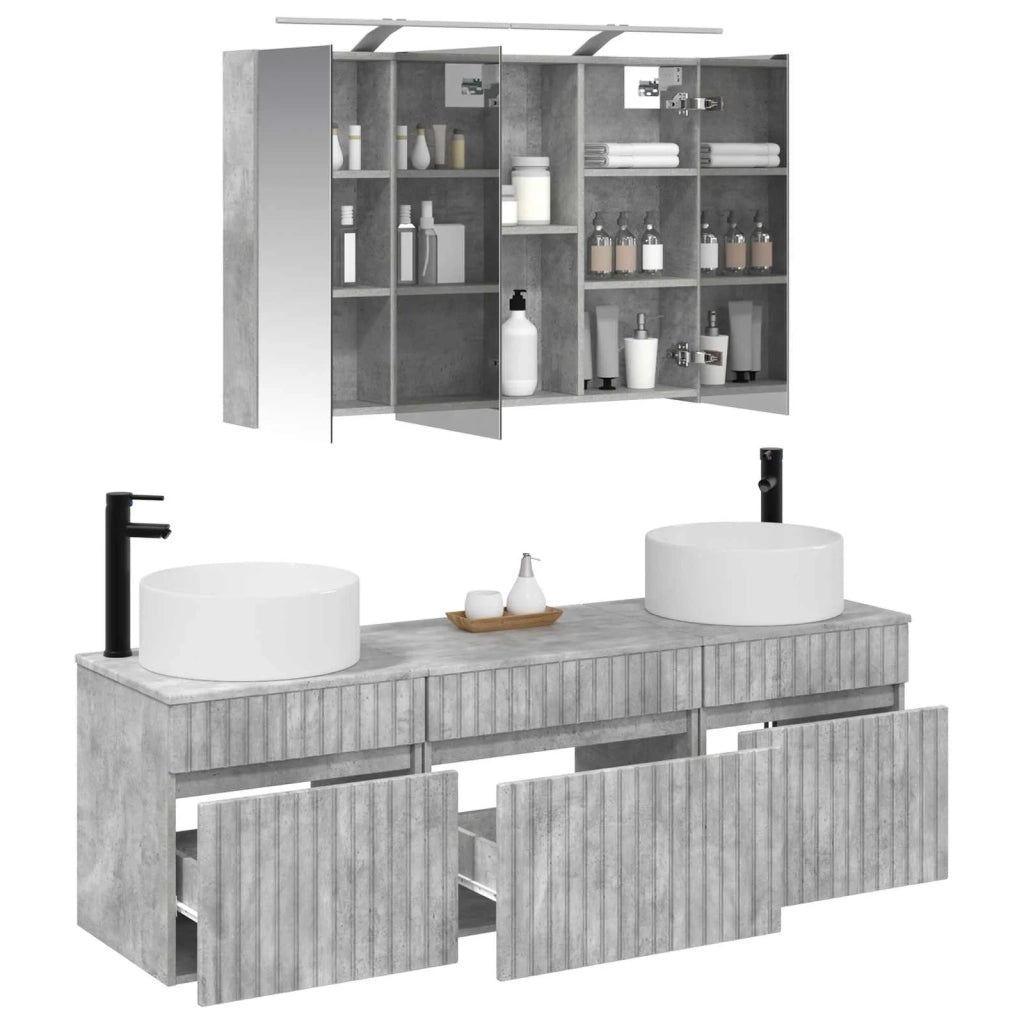 Set di Armadi da Bagno 4 pcs Grigio Cemento 100 x 14,5 x 70 cm 3406658
