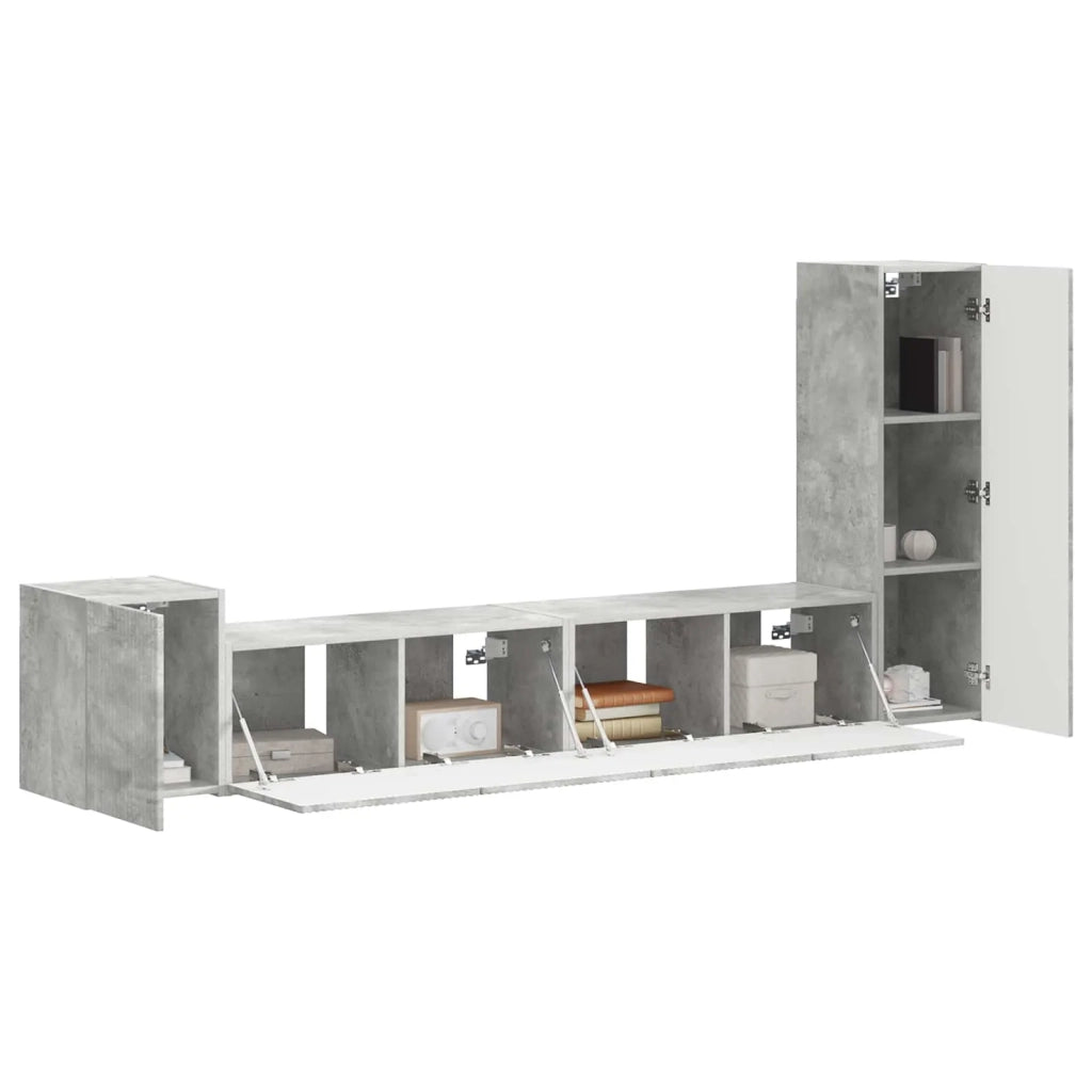 Set mobile TV 3 pz-Credenza per TV Grigio cemento Legno multistrato 985051