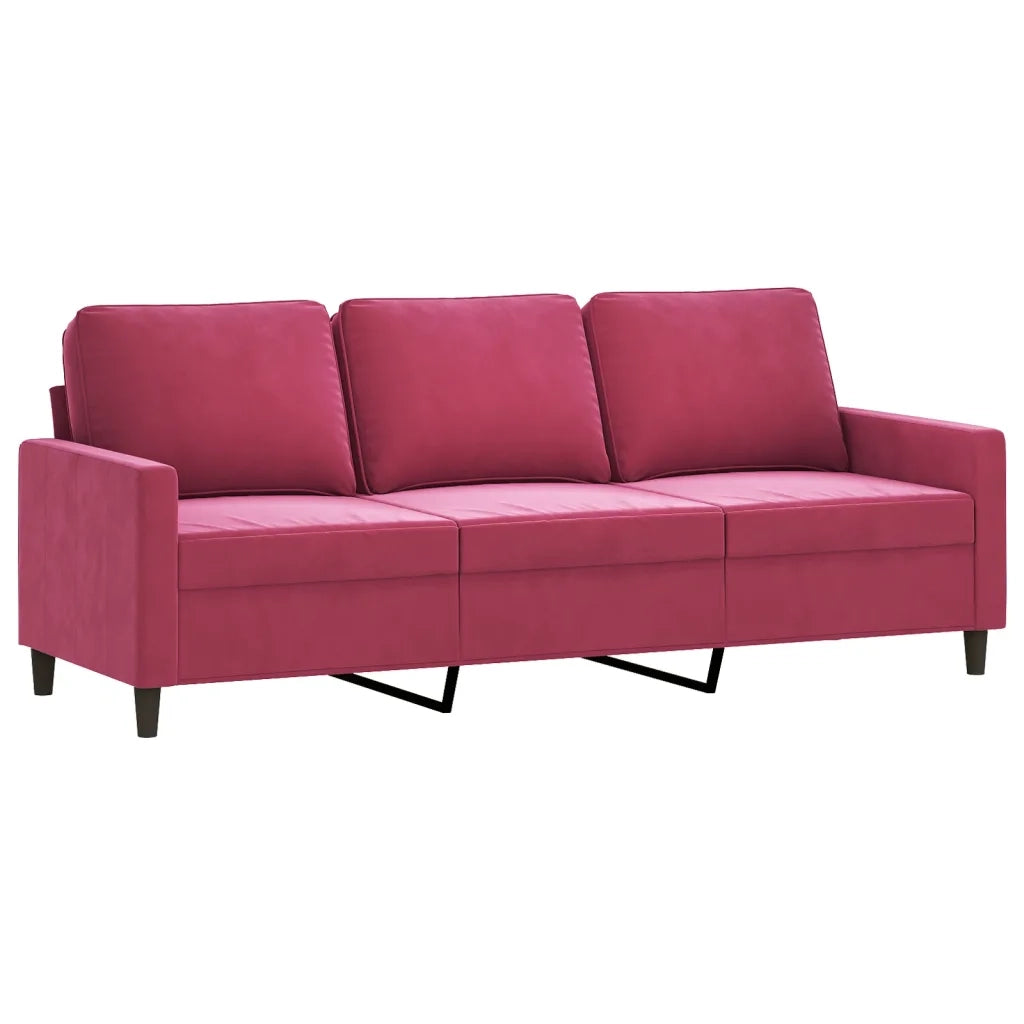 Set di Divani 4 pz con Cuscini Rosso Vino in Velluto