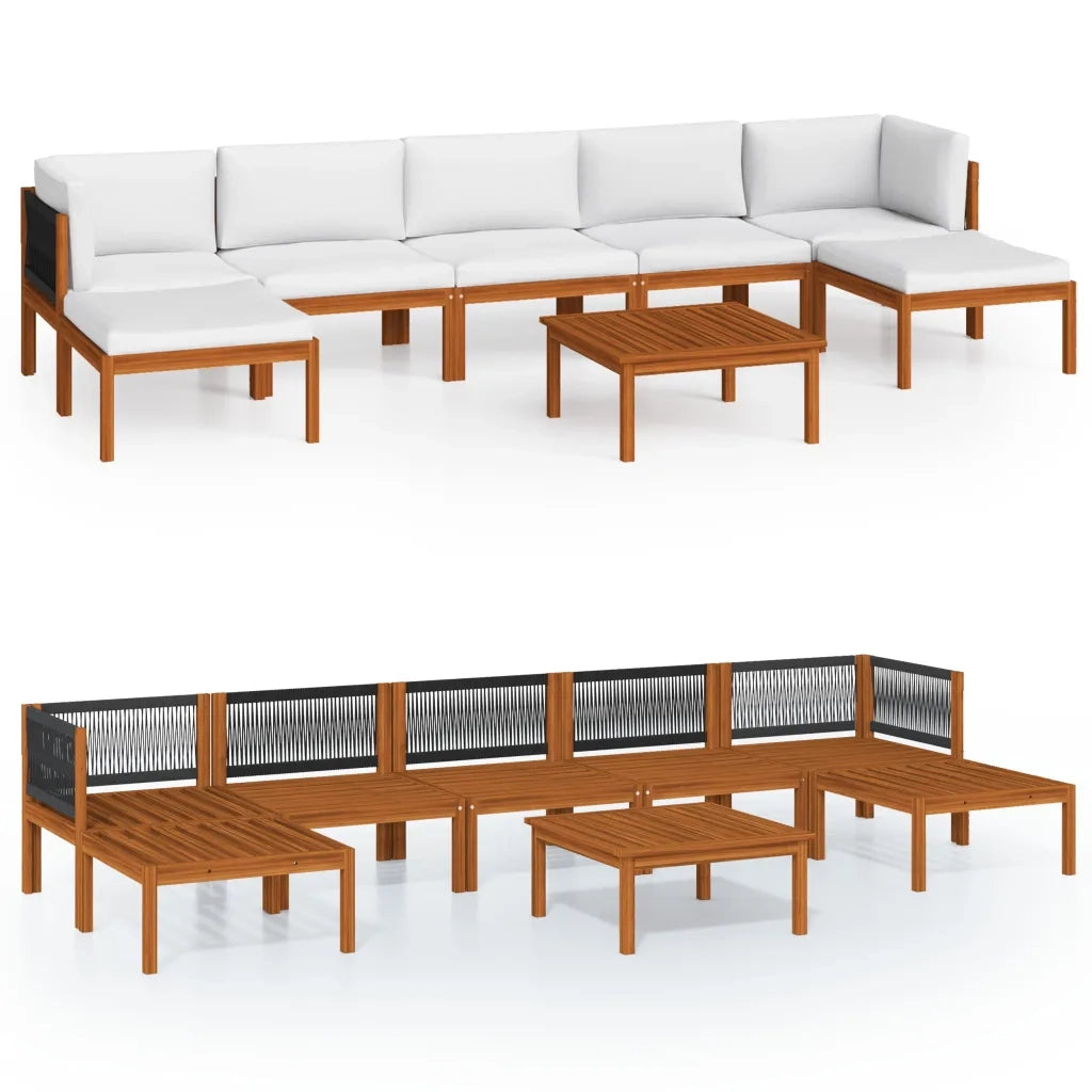 Set da giardino 8 pezzi con cuscini crema 63x63 cm 3057906