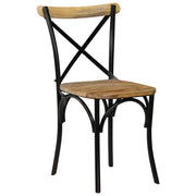 Sedie con Motivo a Croce 2 pz Nere in Legno Massello di Mango 247316
