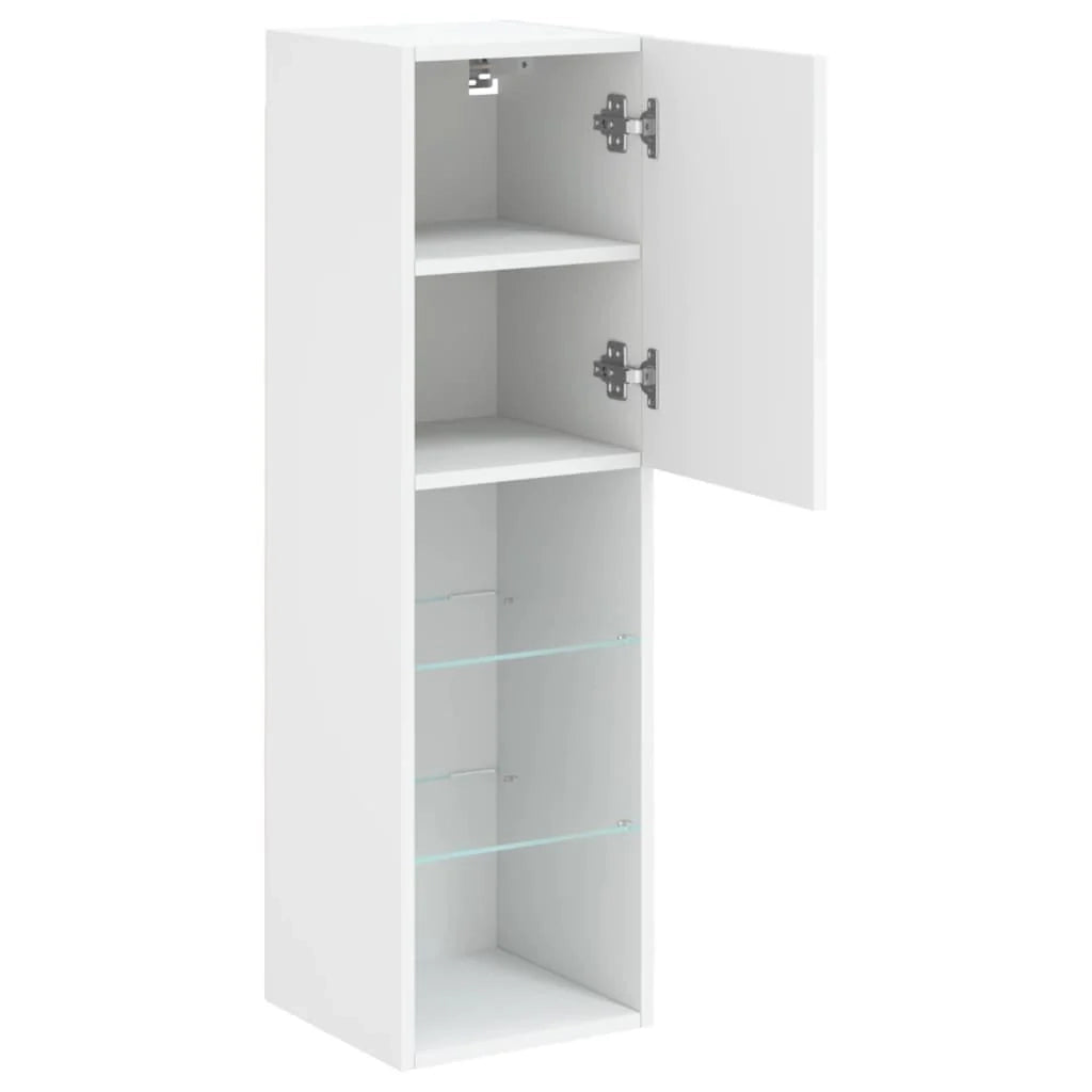 Mobile TV multimediale mensola TV credenza mobile TV per sala da pranzo soggiorno camera da letto con luci LED 30,5 x 30 x 102 cm bianco 02_0026584