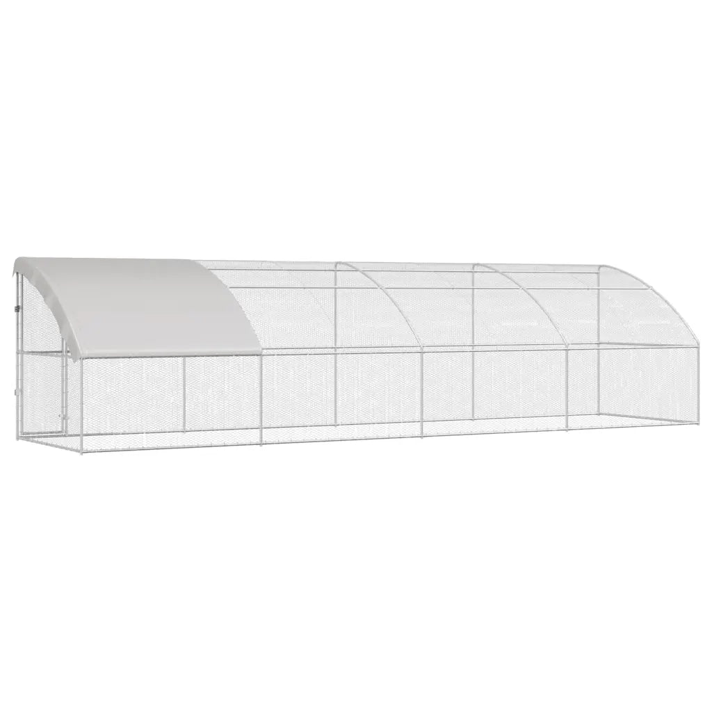Gabbia per polli 4 pcs Argento 800 x 200 x 200 cm Acciaio e PE