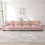 Divano letto angolare 4 posti ¨C Minimal ¨C Rosa in tessuto chenille