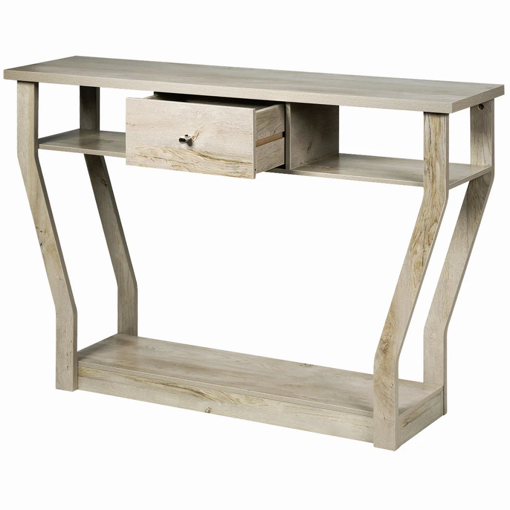 Tavolo consolle set da 1 multifunzionale 120 x 30 x 81 cm con cassetto e ripiani moderni in MDF grigio 20_0013834