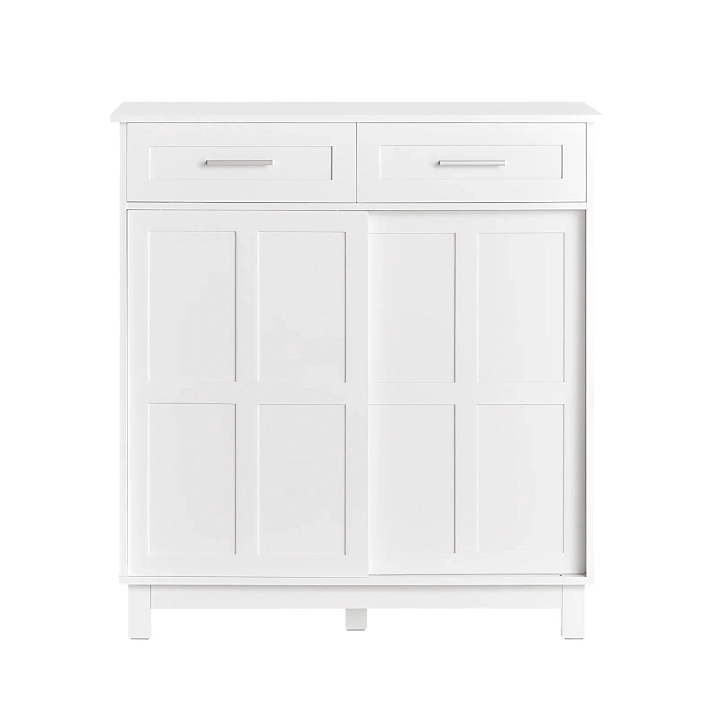 Credenza Con Ante Scorrevoli, Mobile Da Cucina, Armadio Da Soggiorno, Buffet Bianco 80x40x85cm FSB84-W SoBuy
