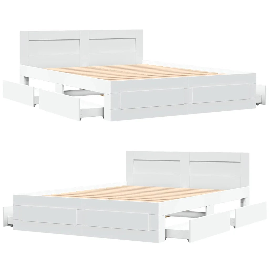 Letto matrimoniale | Letto per adulti | Struttura del letto 2 pcs Bianco 150 x 200 cm Legno multistrato