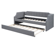 Letto singolo con letto estraibile 90×200 cm e 90×190 cm con cuscini imbottiti; senza materasso; grigio