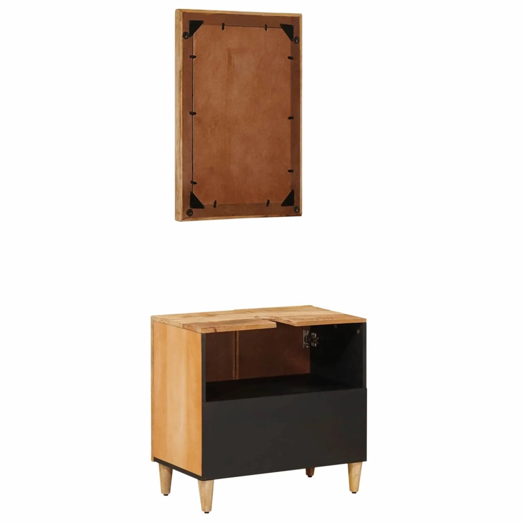 Set di Armadi da Bagno con porta 2 pcs Legno di mango massello