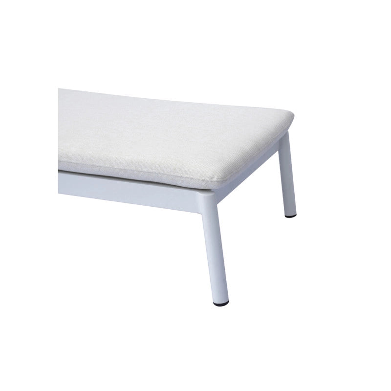 Lettino Porto Ceramica Vo Alluminio Bianco E Cuscino Idrorepellente Bianco Con Ruote Moia
