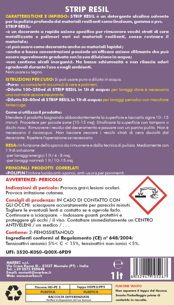 Pulizia linoleum STRIP RESIL   1LTx6Pz