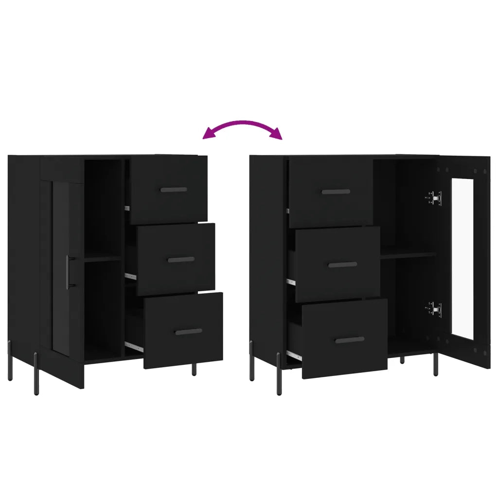 Credenza Nera 69,5x34x90 cm in Legno Multistrato