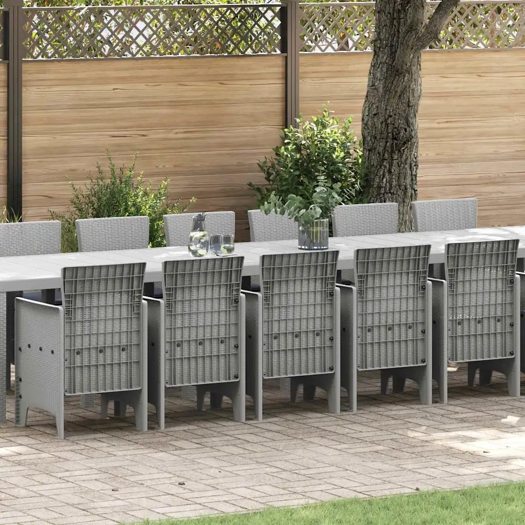 Set da pranzo da giardino con cuscini 17 pcs Grigio chiaro PP