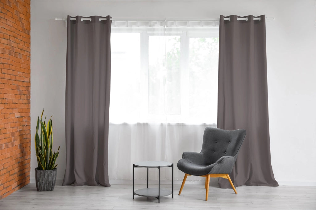 Tenda Semioscurante 140 x 290 Cm Moderne Con Occhielli  GrigioScuro - 2 Tende