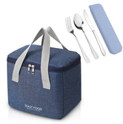 Borsa portasacco isolata unifasce, 3-delligo set di utensili, borsa portasacco impermeabile senza perdite con rivestimento in aluminio per uomo, donna, bambino, picnic, scuola, lavoro (blu)