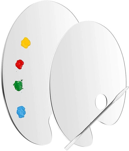 Palette di vernice acrilica trasparente con pennelli per mescolare - set di 2 - duraturo - 22x15 cm e 20x30 cm