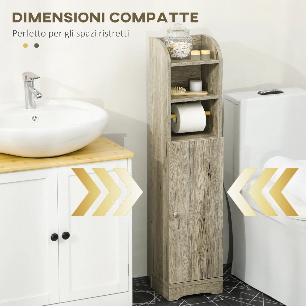 Mobile Bagno con Armadietto e 2 Ripiani ¨C Zephmum ¨C Grigio Truciolato 23x18x100cm