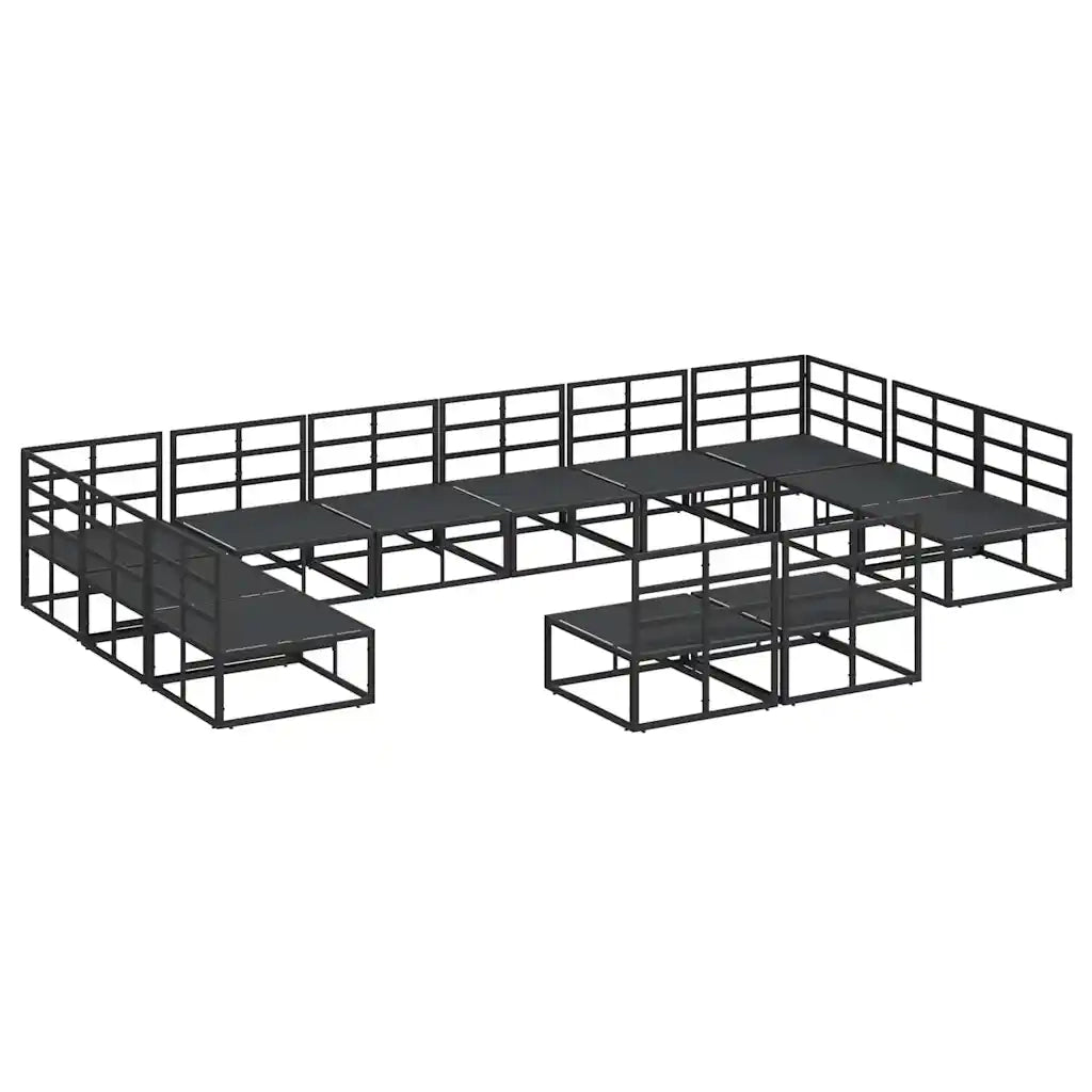 Set Divano da Giardino con cuscino 12 pcs Nero Alluminio 3378918