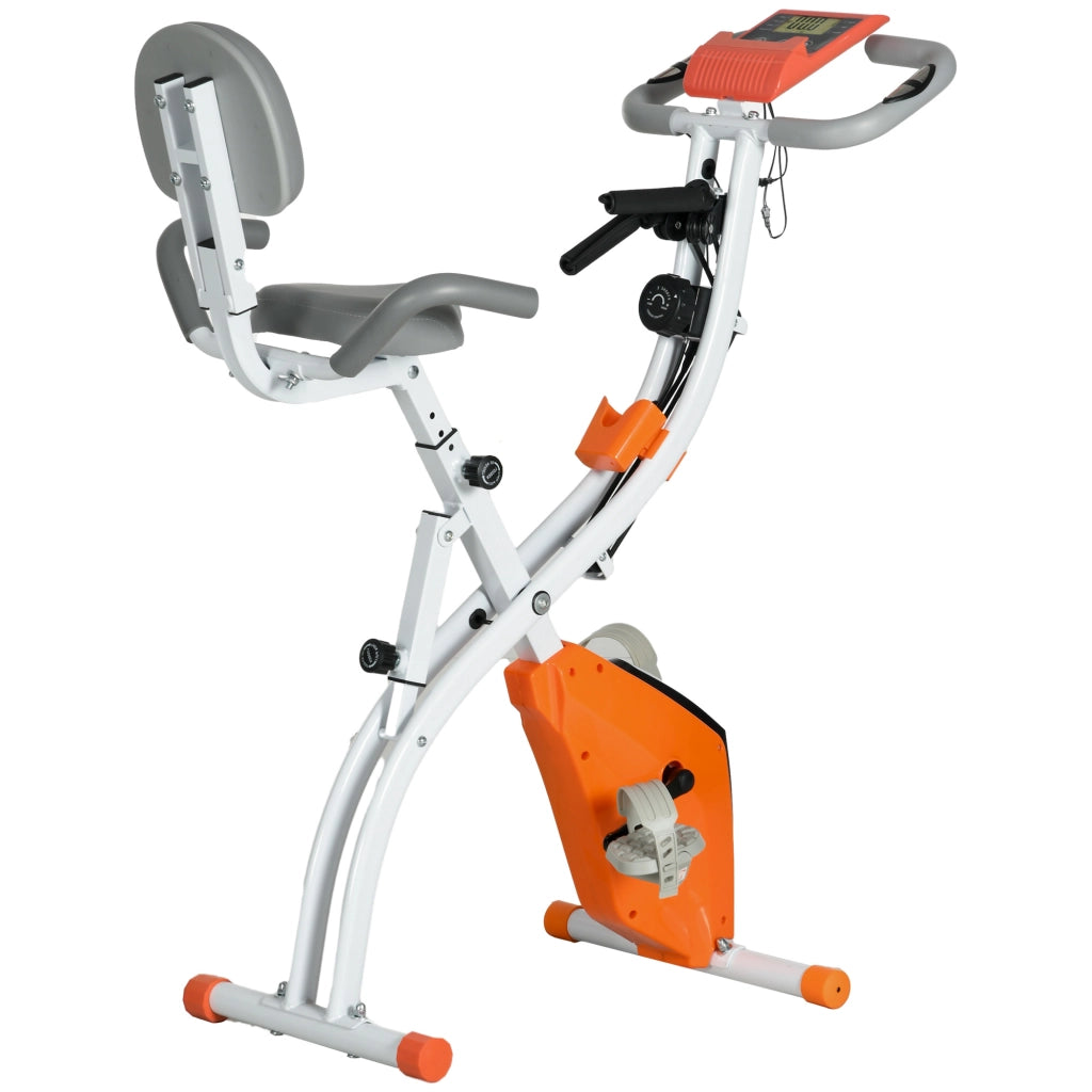 Cyclette Pieghevole con Resistenza Magnetica 8 Livelli Volano 2,5kg in Acciaio e ABS Grigio e Arancione