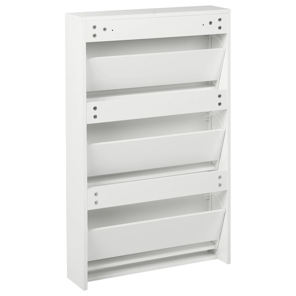 Scarpiera 3 scomparti con telaio in MDF e specchi bianchi design moderno