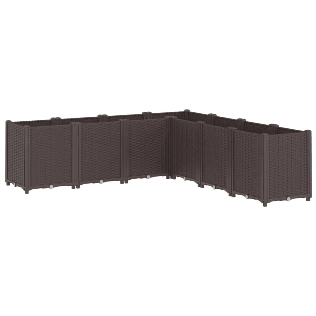 Fioriera rialzata per piante fiori terrazza giardino 160 x 160 x 53 cm polipropilene marrone 02_0037457