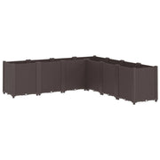 Fioriera rialzata per piante fiori terrazza giardino 160 x 160 x 53 cm polipropilene marrone 02_0037457