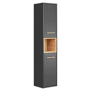 Colonna da bagno TALOKA – 2 porte – Grigio antracite e rovere chiaro – 170 cm – Da appendere
