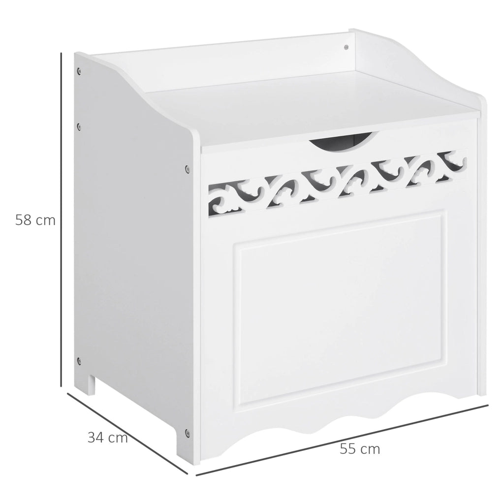 Mobiletto Bagno Portabiancheria in Legno 55x34x58 cm  Floreale Bianco
