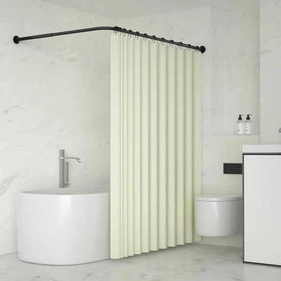 Maniglia per doccia in acciaio inox regolabile L, dimensioni 62-94 x 141-174 cm - Compreso 16 anelli