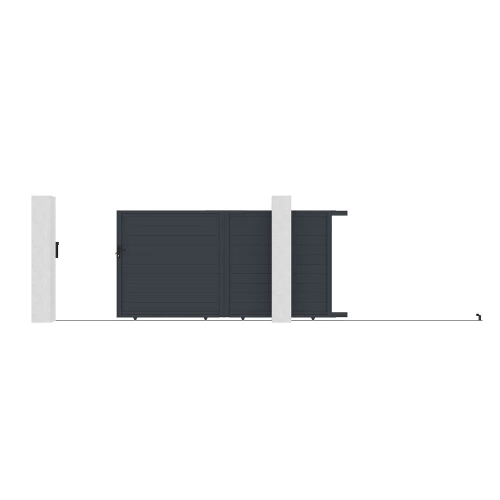 Cancello in alluminio scorrevole 350x173cm grigio freddo