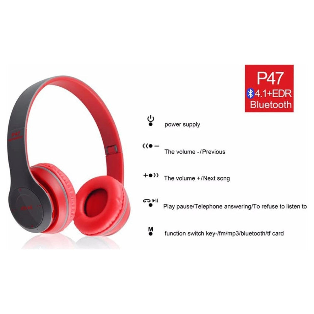 Trade Shop - Cuffie Q-317 Senza Fili Stereo Wireless Ricaricabili Usb Bluetooth Pieghevoli -