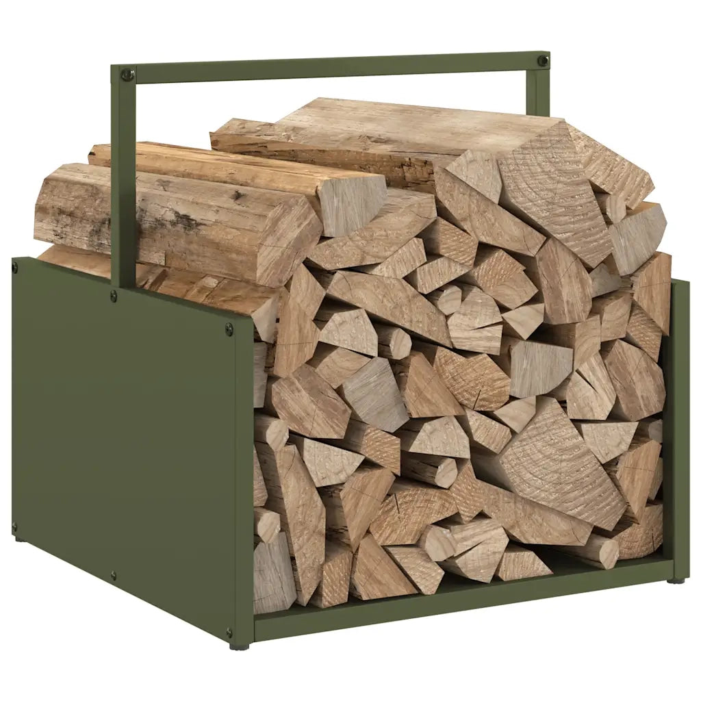 Rastrelliera per Legna da Ardere Verde Oliva 40x40x40 cm