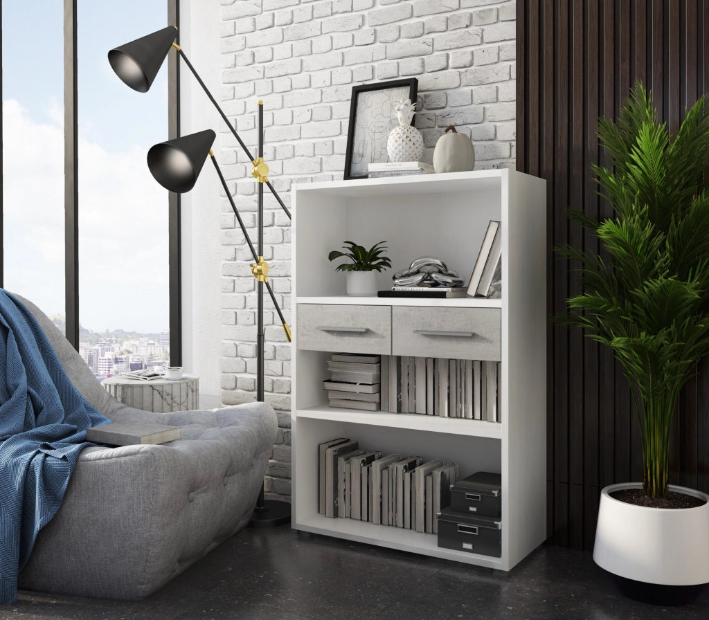 Libreria bassa effetto legno finitura larice cm. H.123xL.80xP.35,5