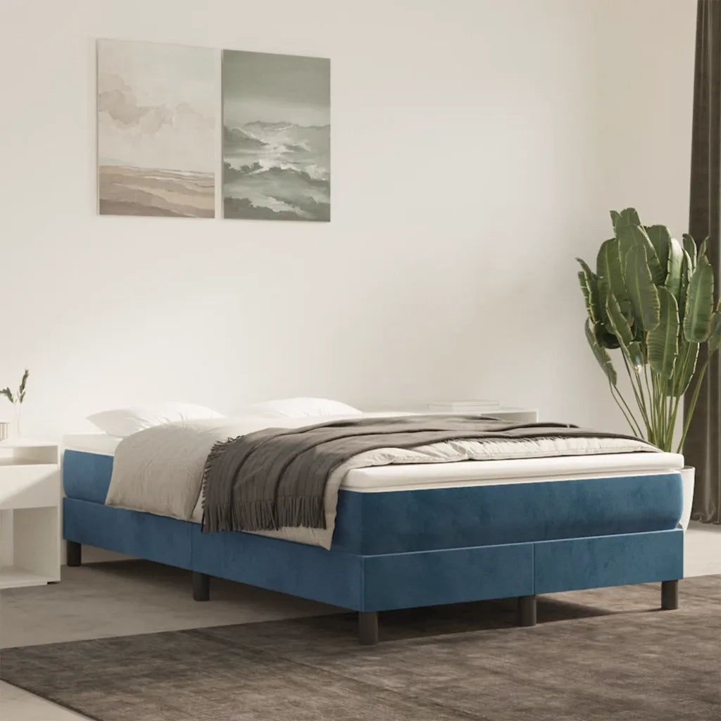 Materasso a Molle Insacchettate Rigidità Media Blu Scuro 120x210x20 cm in Velluto 4016580